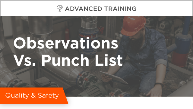 Observations vs. Punch List