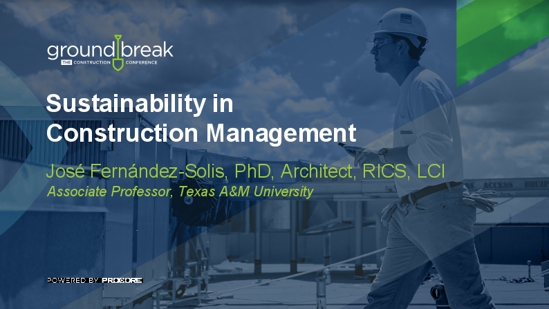 On-Demand GB2017: Sustainability in Construction Management