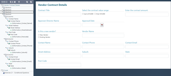 Changepoint Intelligent Forms Training – Chapter 2: Labels, Conditions, Repeating Sections, Variables, and Validations