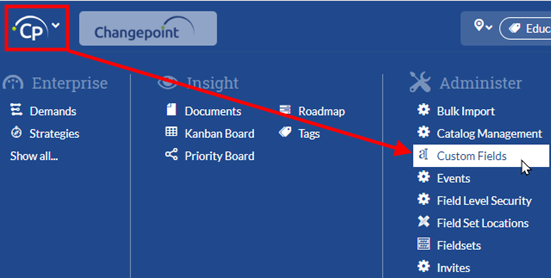 Changepoint SPM: Configure Custom Fields and Fieldsets