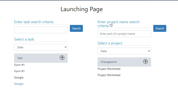 Changepoint Intelligent Forms Training – Chapter 5-E: Launching Page