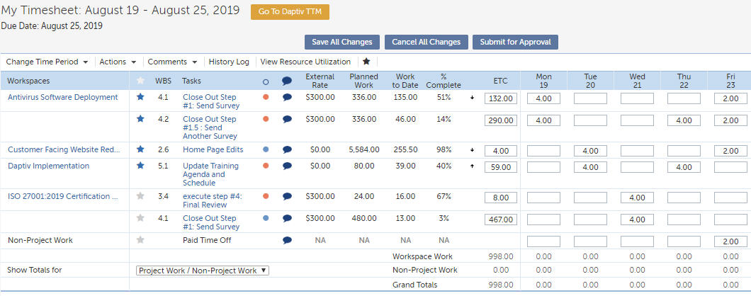 Changepoint PPM (Daptiv): Using Timesheets
