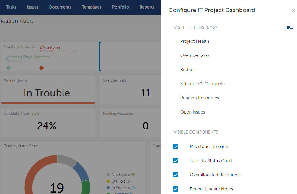 Changepoint PPM (Daptiv): Set up the Project Dashboard
