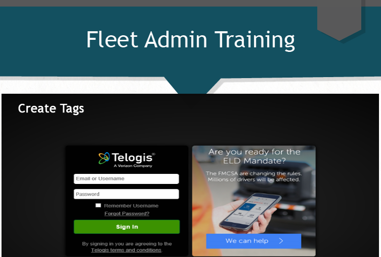 Fleet Admin - Create Tags