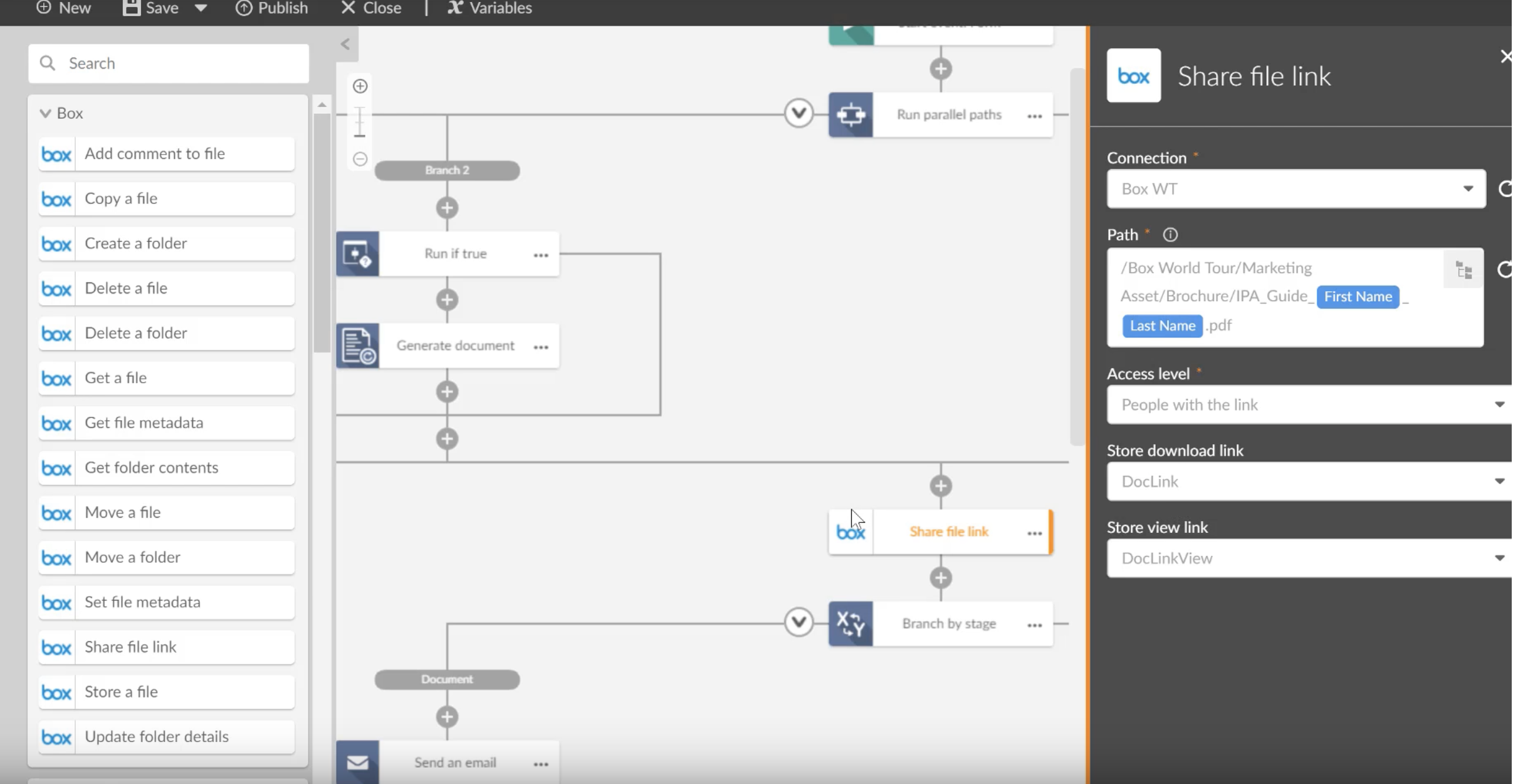 How to: Share a File Link from Box in Nintex Workflow Cloud