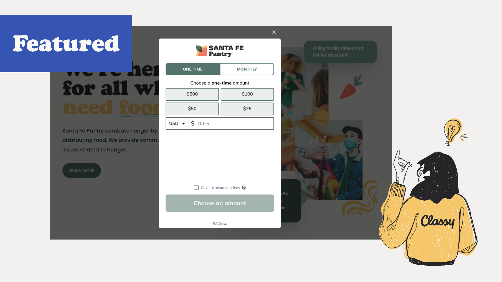 Set up an embedded donation form