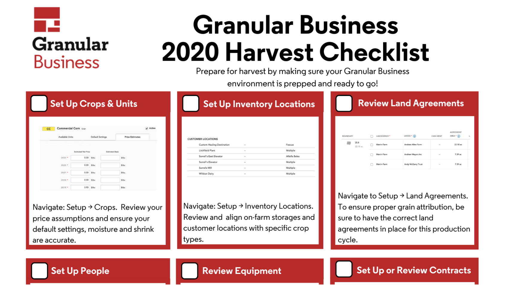 Granular Business 2020 Harvest Checklist