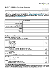 GeoMx with NGS Readout - Site Readiness Checklist